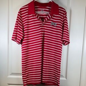 Rivalry Threads Red White Stripe College UNLV Las Vegas Polo Shirt Size Med EUC